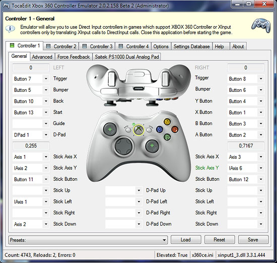Tocaedit xbox 360 controller emulator (x360ce) 32 бит